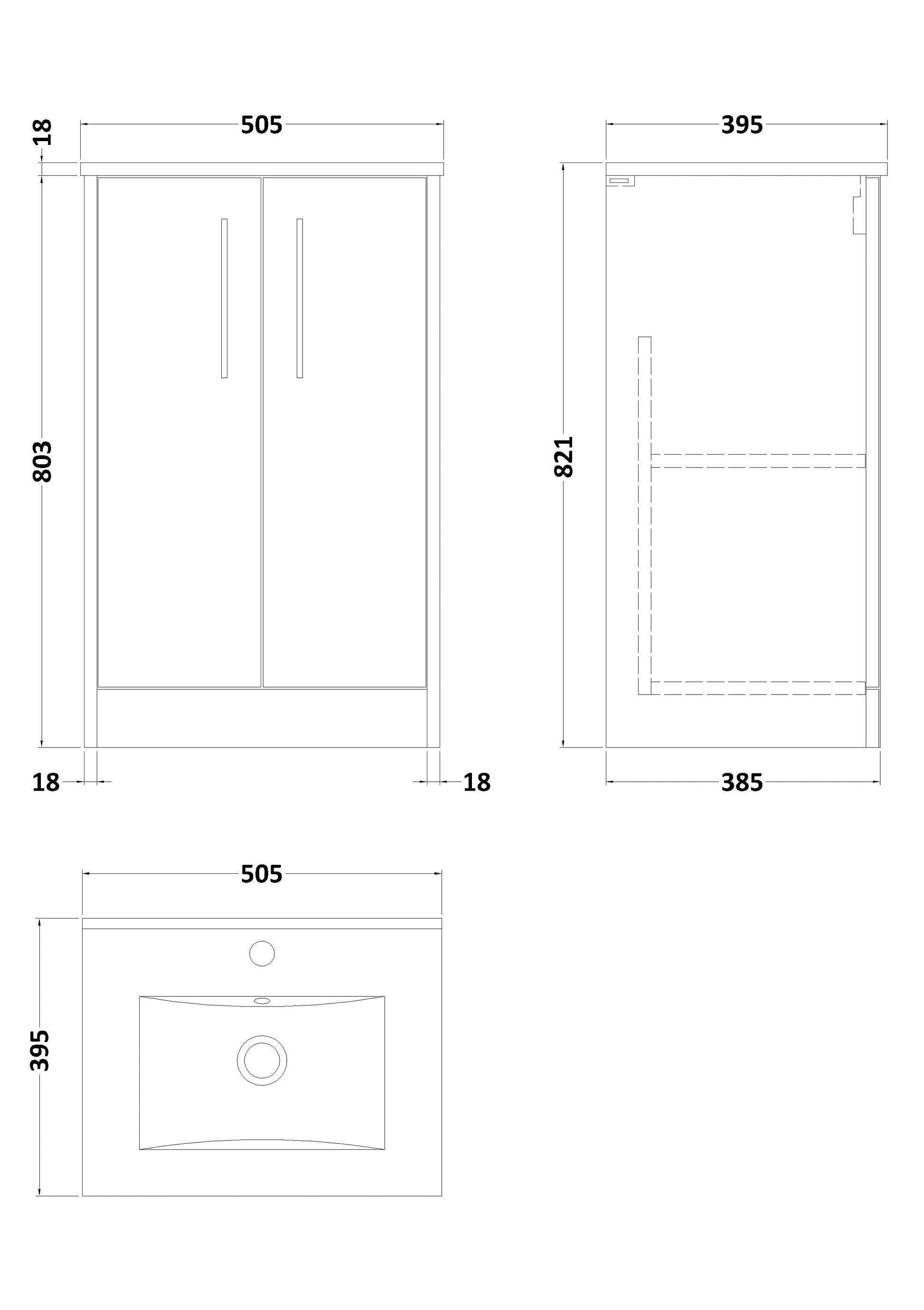 Hudson Reed Juno 500mm Midnight Blue Floor Standing 2-Door Vanity Unit & Basin With Soft Close Doors
