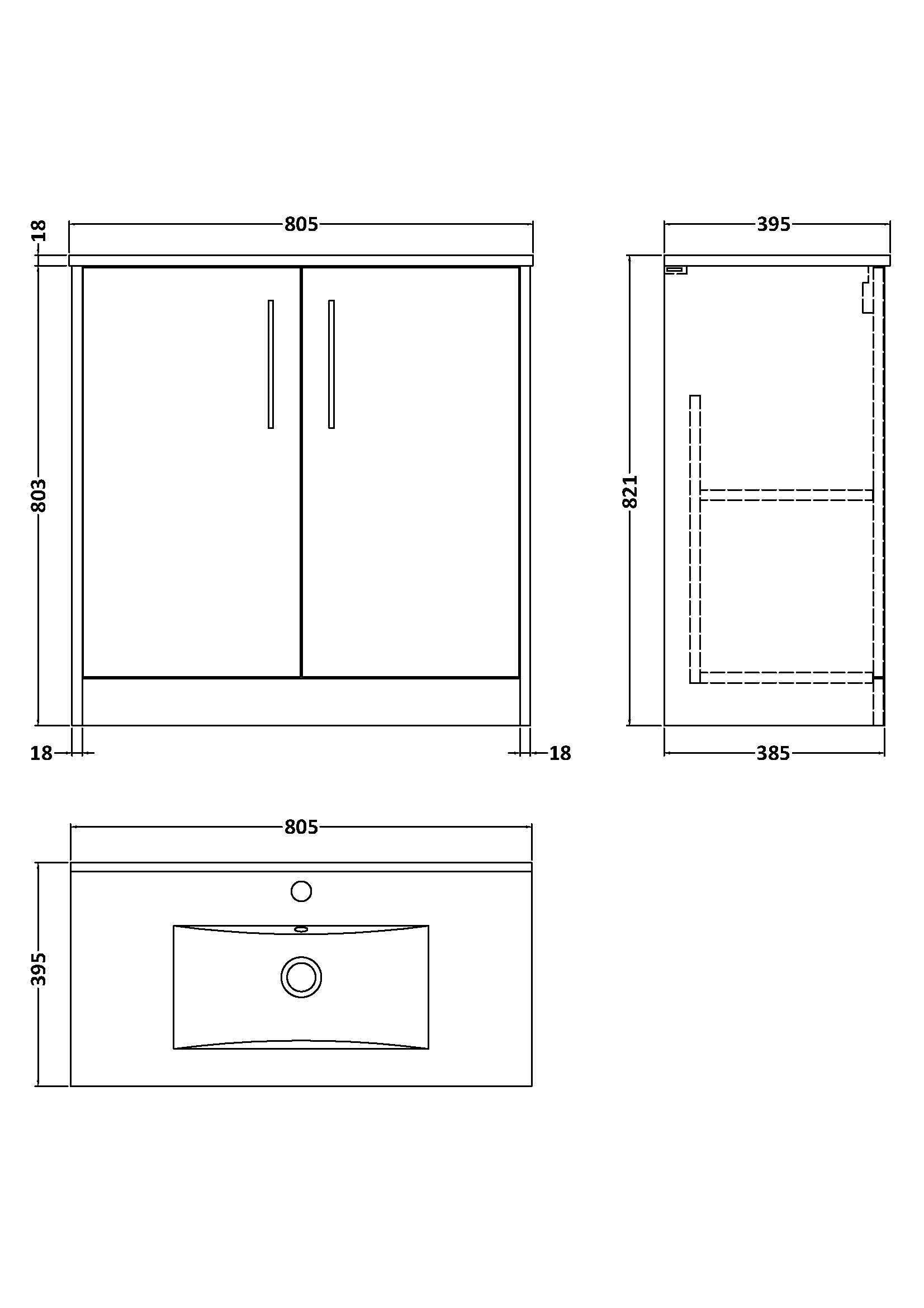 Hudson Reed Juno 800mm Midnight Blue Floor Standing 2-Door Vanity & Basin With Soft Close Doors