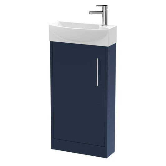 Hudson Reed Juno Compact 450mm Floor Standing 1-Door Left Hand Vanity Unit With 1 Tap Hole Basin