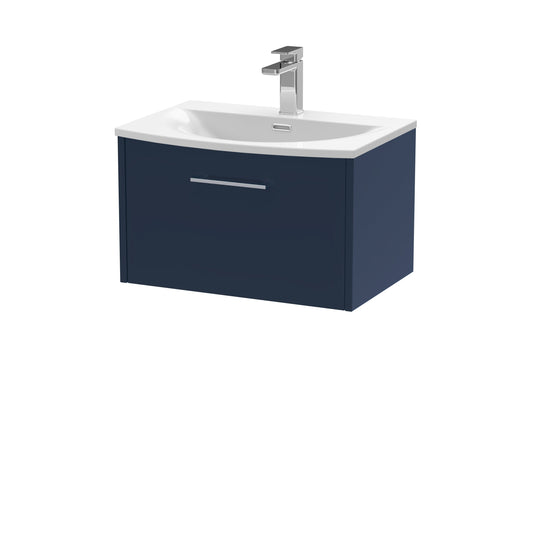 Hudson Reed Juno 600mm Wall Hung Single Drawer Vanity & Basin Midnight Blue with Soft Close Drawer