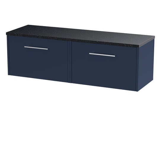 Hudson Reed Juno 1200mm Midnight Blue Wall Hung 2-Drawer Vanity Unit With Laminate Worktop