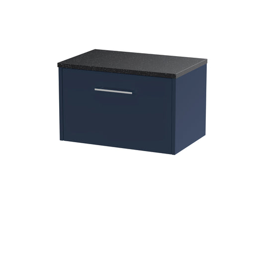 Hudson Reed Juno 600mm Midnight Blue Wall Hung Single Drawer Vanity Unit With Laminate Worktop