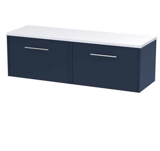 Hudson Reed Juno 1200mm Midnight Blue Wall Hung 2-Drawer Vanity Unit With Laminate Worktop