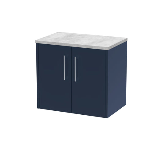 Hudson Reed Juno 600mm Midnight Blue Wall Hung 2-Door Vanity Unit With Laminate Worktop