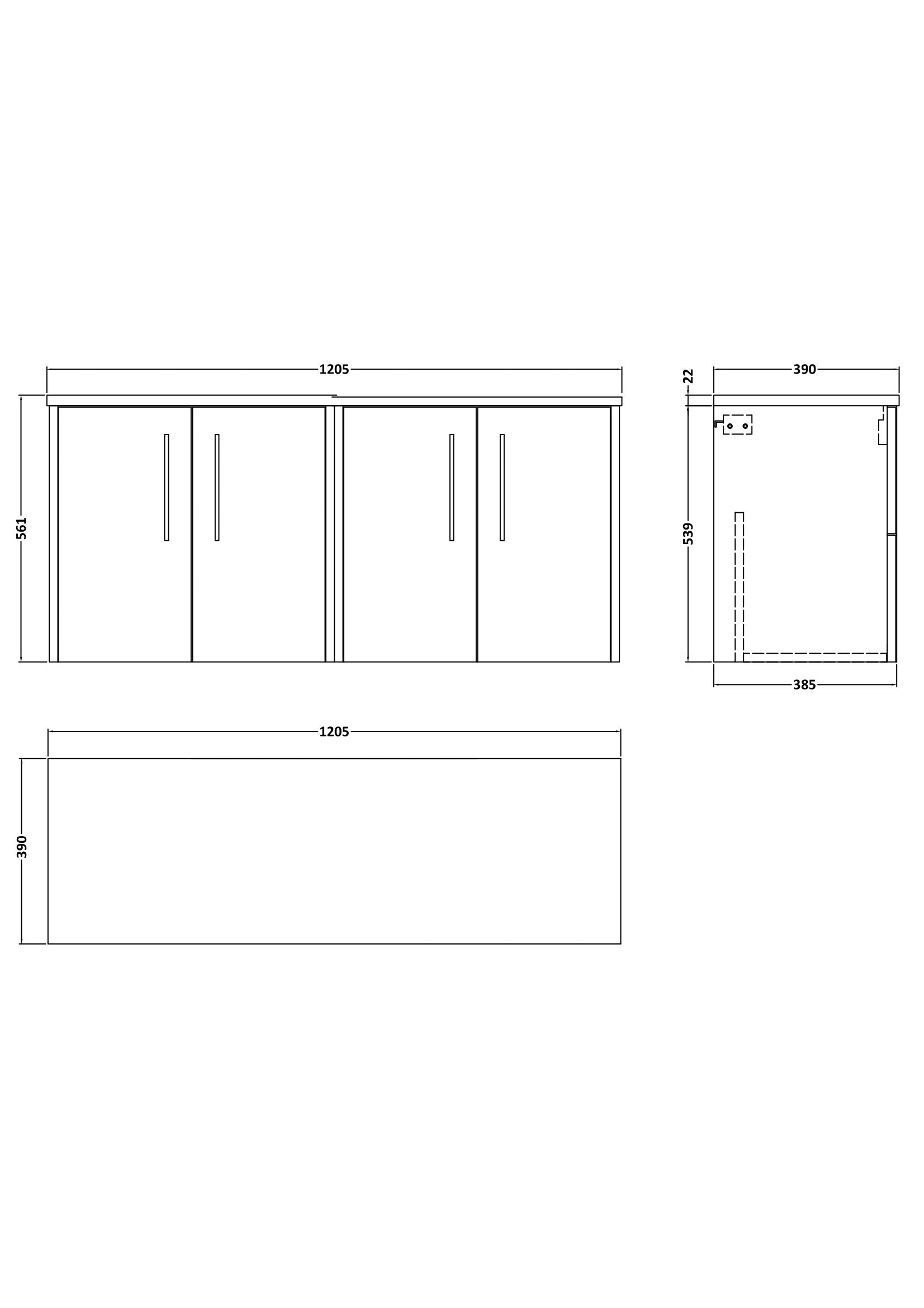 Hudson Reed Juno 1205mm Midnight Blue Wall Hung 2 Door Soft Close Vanity Unit With Laminate Worktop