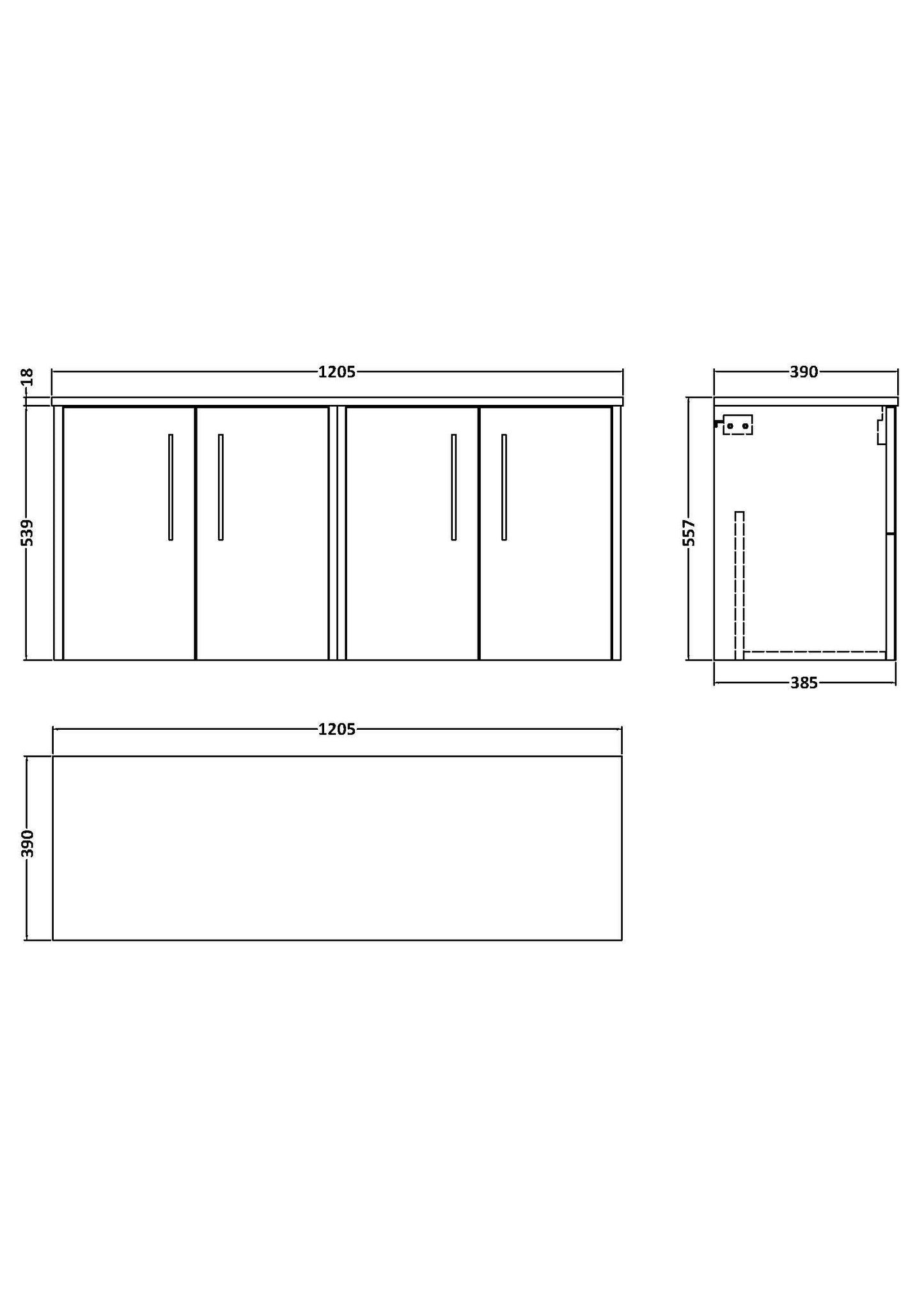 Hudson Reed Juno 1200mm Midnight Blue Wall Hung 2-Door Vanity Unit With Worktop & Soft Close Doors