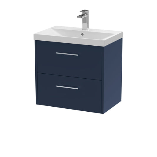 Hudson Reed Juno 600mm Midnight Blue Wall Hung 2-Drawer Vanity Unit & Basin