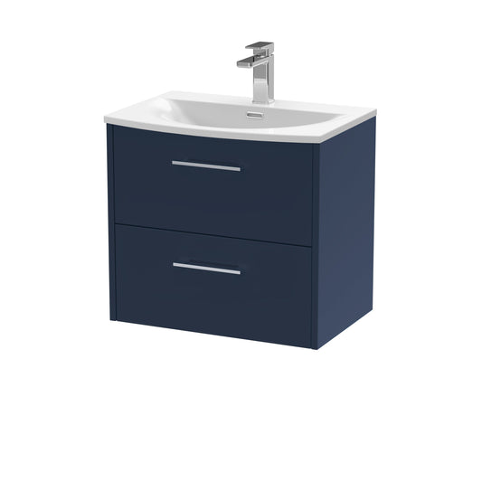 Hudson Reed Juno 600mm Midnight Blue Wall Hung 2-Drawer Vanity Unit & Basin with Soft Close Drawers