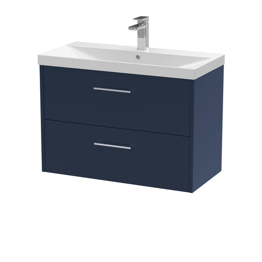 Hudson Reed Juno 800mm Midnight Blue Wall Hung 2-Drawer Vanity Unit & Basin