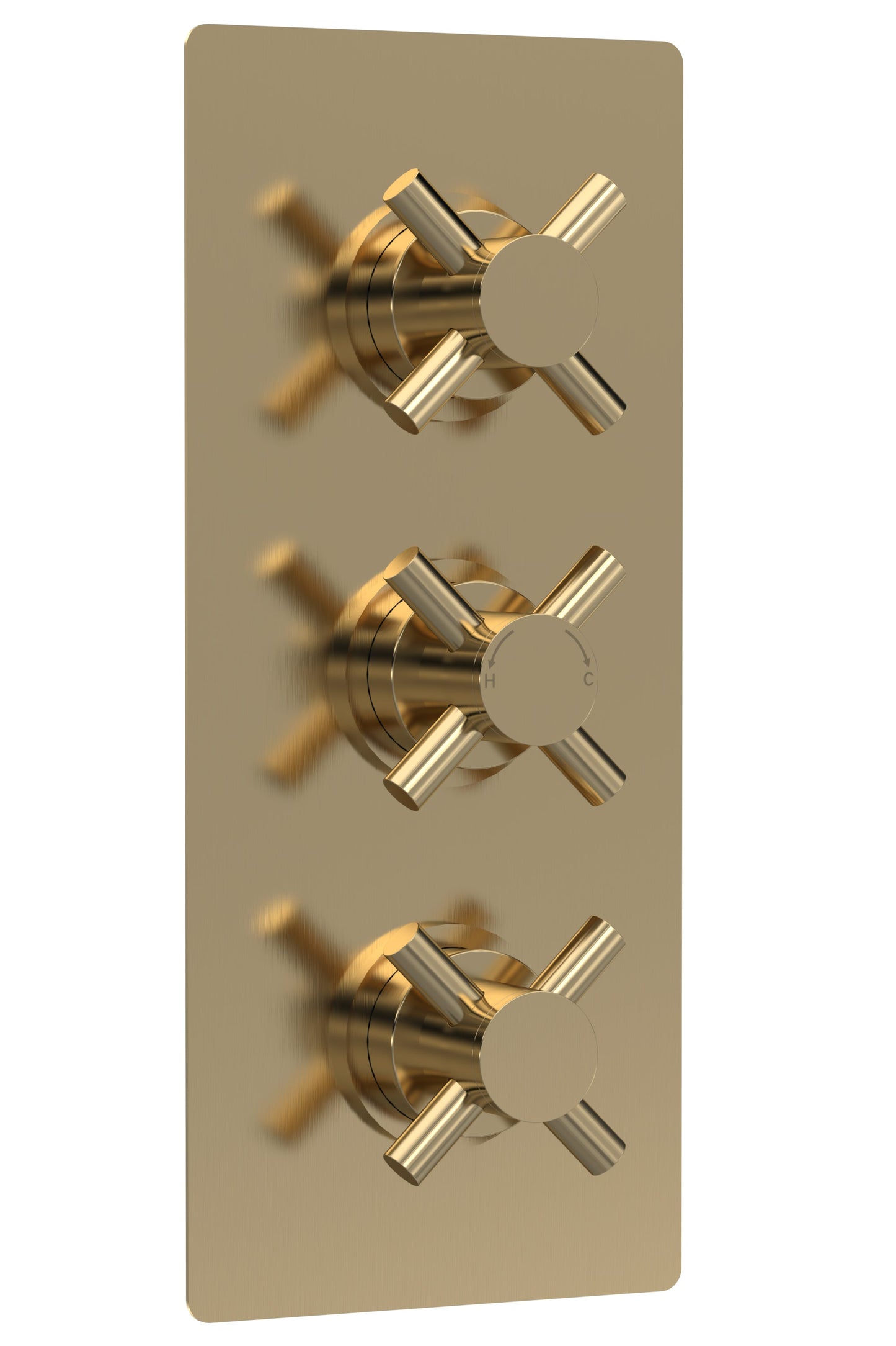 Tec Crosshead Triple Thermostatic Shower Valve With Diverter Brushed Brass