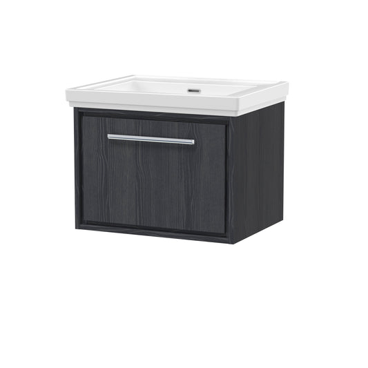 Hudson Reed Lille 600mm Wall Hung Single Drawer Vanity Unit With Basin, 0 Tap Hole, Soft Close Drawer