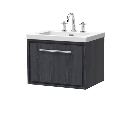 Hudson Reed Lille 600mm Wall Hung Single Drawer Vanity Unit with Basin, 3 Tap Hole, Soft Close Drawers