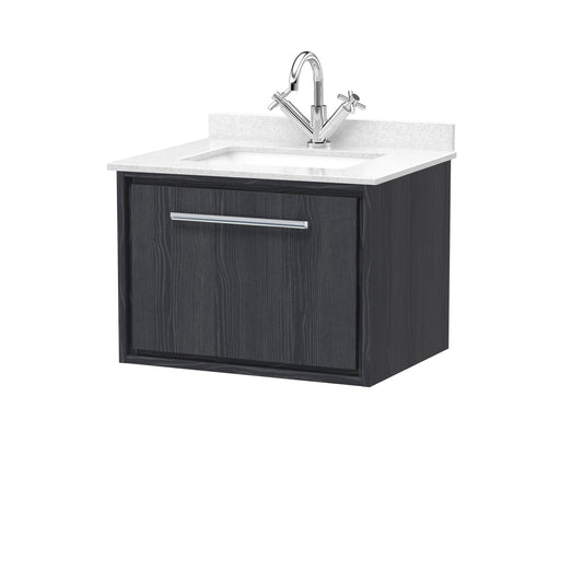 Lille 600mm Wall Hung Single Drawer Vanity with Marble Worktop Basin