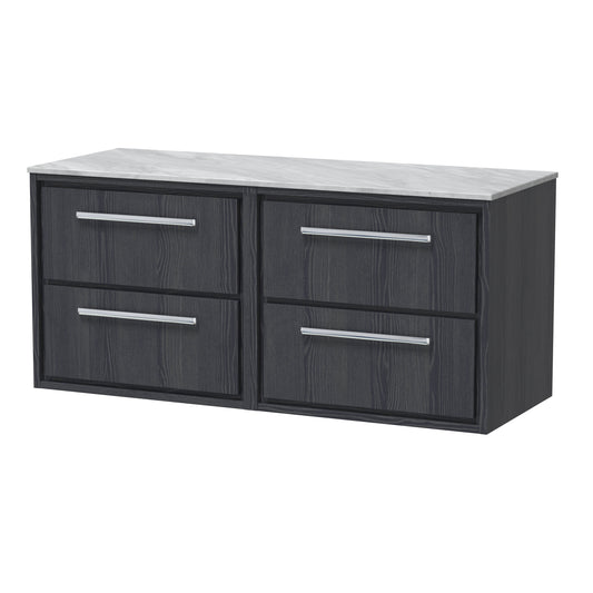 Hudson Reed Lille 1200mm Wall Hung 4-Drawer Vanity Unit With Marble Worktop With Handle