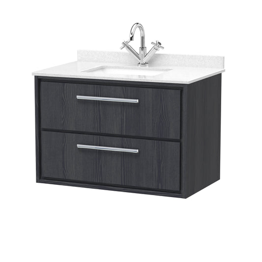 Hudson Reed Lille 800mm Wall Hung 2-Drawer Vanity with Marble Top Basin With Soft Close Drawers