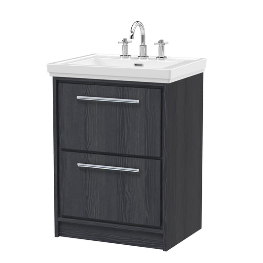 Lille 600mm Floor Standing 2-Drawer Vanity with Basin - 3 Tap Hole