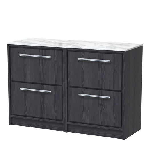 Hudson Reed Lille 1200mm Floor Standing 4-Drawer Vanity Unit With Marble Worktop
