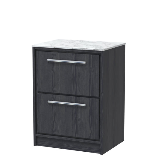 Hudson Reed Lille 600mm Floor Standing 2-Drawer Vanity Unit with Marble Worktop, With Soft-Close Drawers