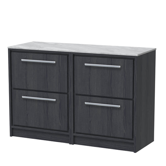 Hudson Reed Lille 1200mm Floor Standing 4-Drawer Vanity with Marble Worktop & Soft Close Drawers