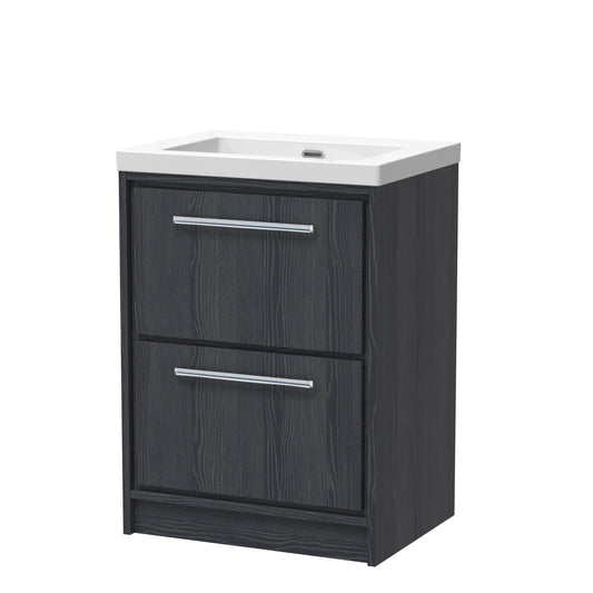 Lille 600mm Floor Standing 2-Drawer Vanity with Basin - 0 Tap Hole