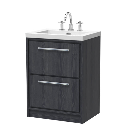 Lille 600mm Floor Standing 2-Drawer Vanity with Basin - 3 Tap Hole