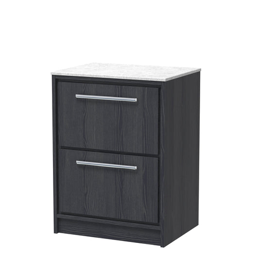 Hudson Reed Lille 600mm Floor Standing 2-Drawer Vanity Unit With Marble Worktop