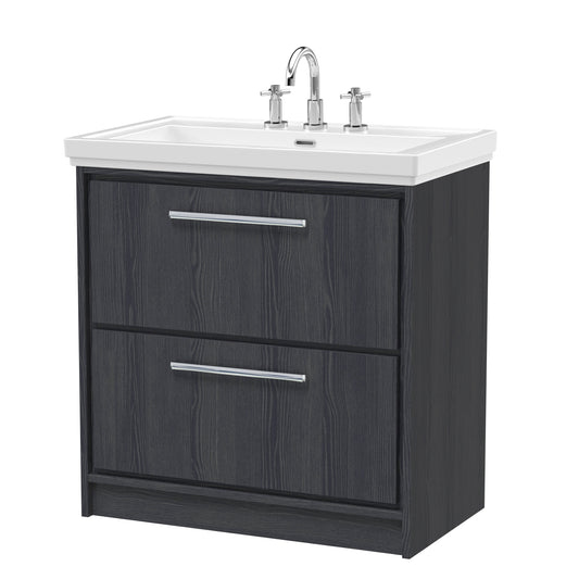 Hudson Reed Lille 800mm Floor Standing 2-Drawer Vanity Unit With 3 Tap Hole Basin