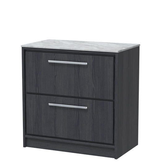 Hudson Reed Lille 800mm Floor Standing 2-Drawer Vanity Unit With Marble Worktop & Handles