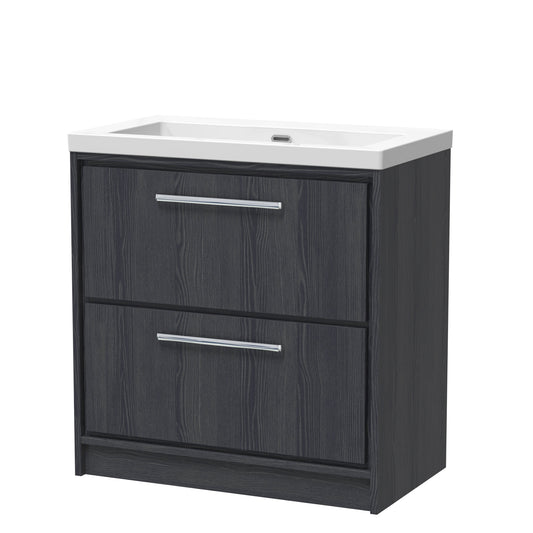 Lille 800mm Floor Standing 2-Drawer Vanity with Basin - 0 Tap Hole