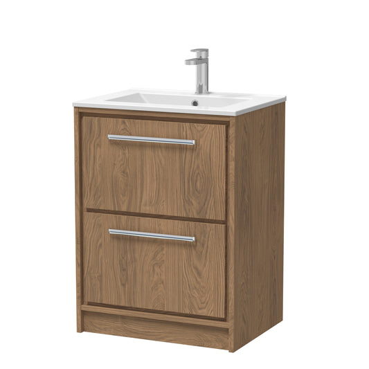 Lille 600mm Floor Standing 2-Drawer Vanity with Basin - 1 Tap Hole