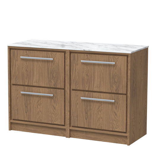 Hudson Reed Lille 1200mm Floor Standing 4-Drawer Vanity With Marble Worktop