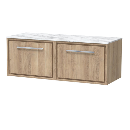 Hudson Reed Lille 1200mm Wall Hung Single Drawer Vanity Unit With Marble Worktop