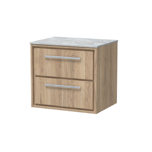 Hudson Reed Lille 600mm Wall Hung 2-Drawer Vanity Unit with Marble Worktop