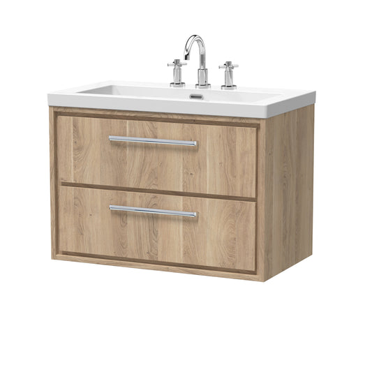 Hudson Reed Lille 800mm Wall Hung 2-Drawer Vanity Unit with 3 Tap Hole Basin