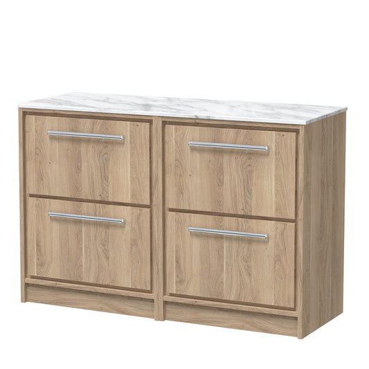 Hudson Reed Lille 1200mm Floor Standing 4-Drawer Vanity Unit With Marble Worktop & Soft-Close Drawers