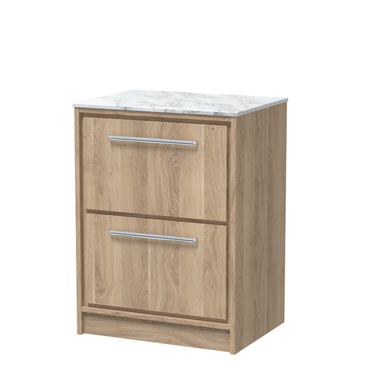 Hudson Reed Lille 600mm Floor Standing 2-Drawer Vanity Unit with Marble Worktop