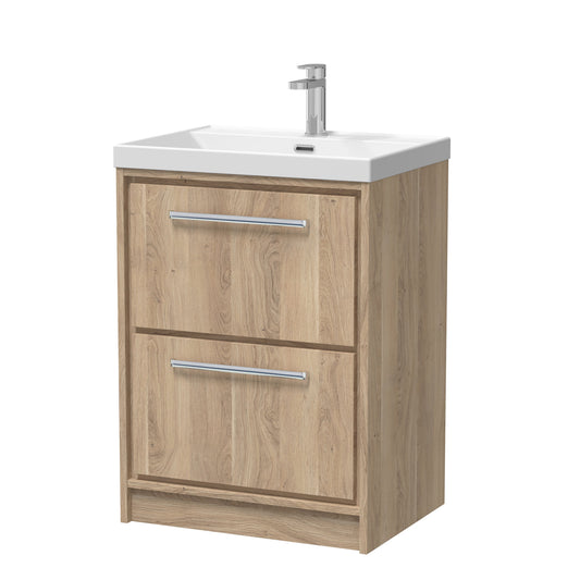 Lille 600mm Floor Standing 2-Drawer Vanity with Basin - 1 Tap Hole
