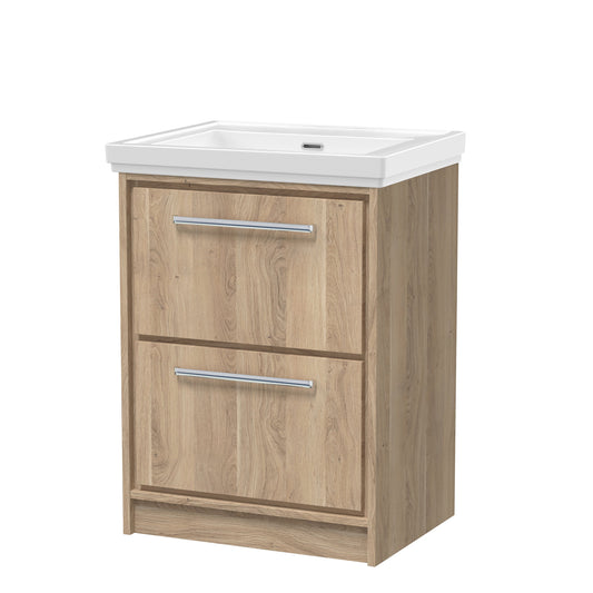 Lille 600mm Floor Standing 2-Drawer Vanity with Basin - 0 Tap Hole