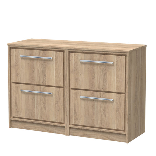 Hudson Reed Lille 605mm Bleached Oak Floor Standing 4-Drawer Vanity Unit With Worktop