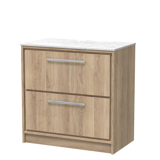 Hudson Reed Lille 800mm Floor Standing 2-Drawer Vanity With Marble Worktop, Soft Close Drawers, Fully Assembled