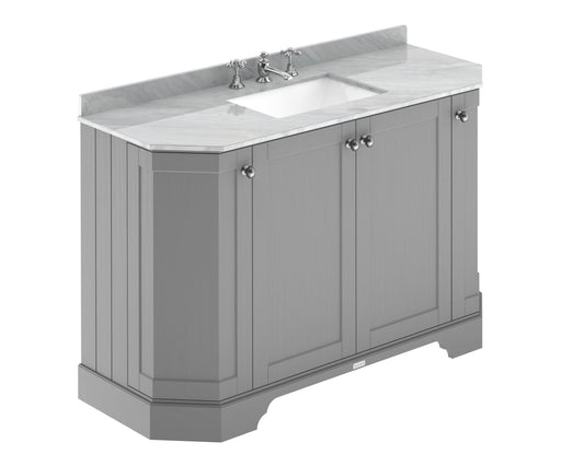 Hudson Reed Old London 1200mm Storm Grey Floor Standing Vanity Unit With 3 Tap Hole Grey Marble Top Basin