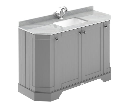 Hudson Reed Old London 1236mm Storm Grey Floor Standing 4 Door Vanity Unit With Grey Marble Basin