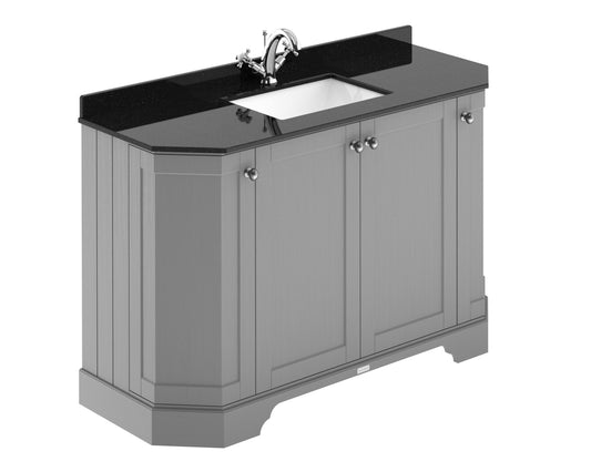 Hudson Reed Old London 1236mm Storm Grey 4 Door Floor Standing Vanity Unit with Black Marble Top Basin