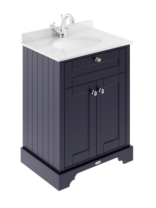 Hudson Reed Old London 600mm Floor Standing 2 Door Vanity Unit With White Marble Top Basin