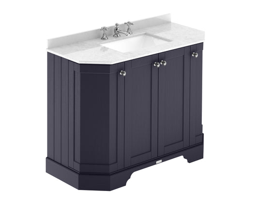 Hudson Reed Old London 1036mm Twilight Blue Floor Standing Vanity Unit with White Marble Top Basin