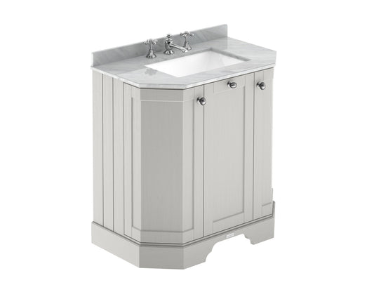 Hudson Reed Old London 786mm Timeless Sand 3 Door Floor Standing Vanity Unit with Grey Marble Top Basin