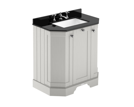 Hudson Reed Old London 786mm Timeless Sand Floor Standing Vanity Unit With 3 Tap Hole Black Marble Top Basin