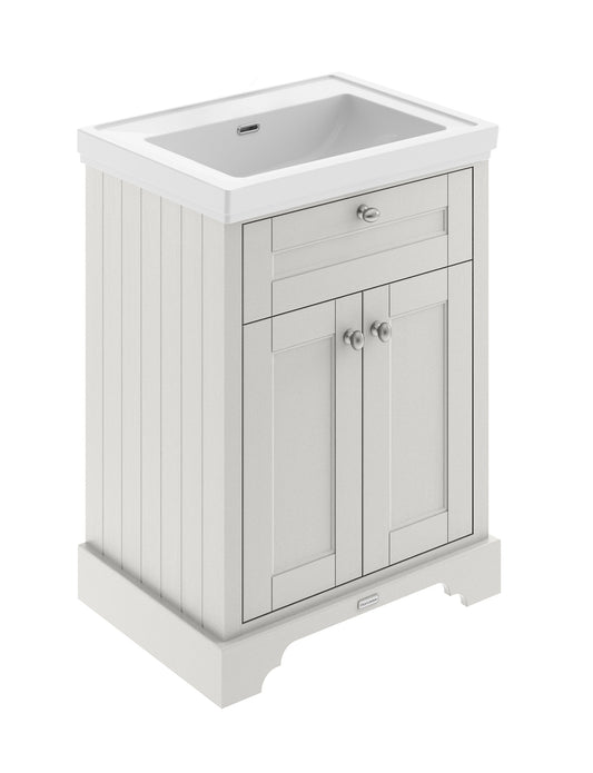 Hudson Reed Old London 600mm Timeless Sand Floor Standing 2 Door Vanity Unit With Fireclay Basin