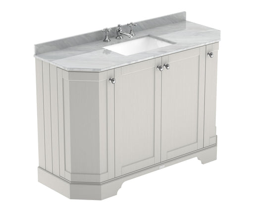 Hudson Reed Old London 1200mm Timeless Sand Floor Standing 4 Door Vanity Unit With Grey Marble Basin