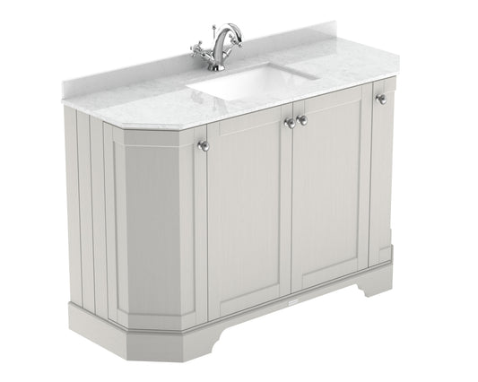 Hudson Reed Old London 1236mm Timeless Sand Floor Standing Vanity Unit With 1 Tap Hole White Marble Top Basin